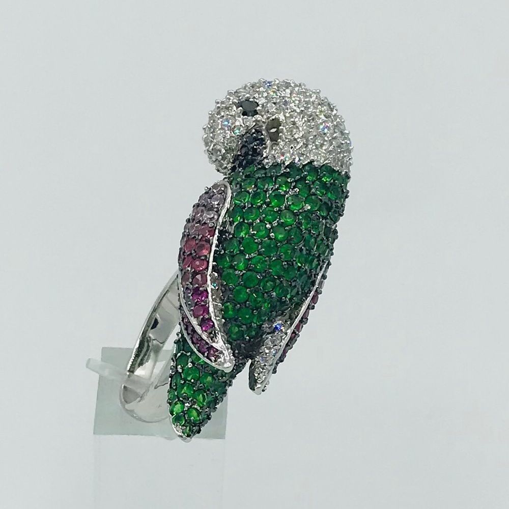 NEW RHODIUM PLATED CZ PARROT RING - Picture 5 of 16